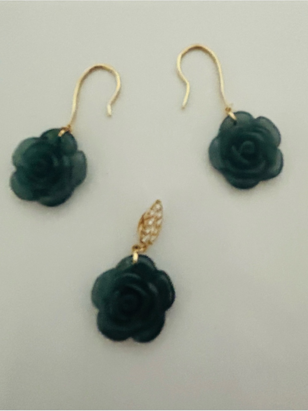 Natural Jadeite Flower Earrings with Lab Grown Diamond Accent 🌸